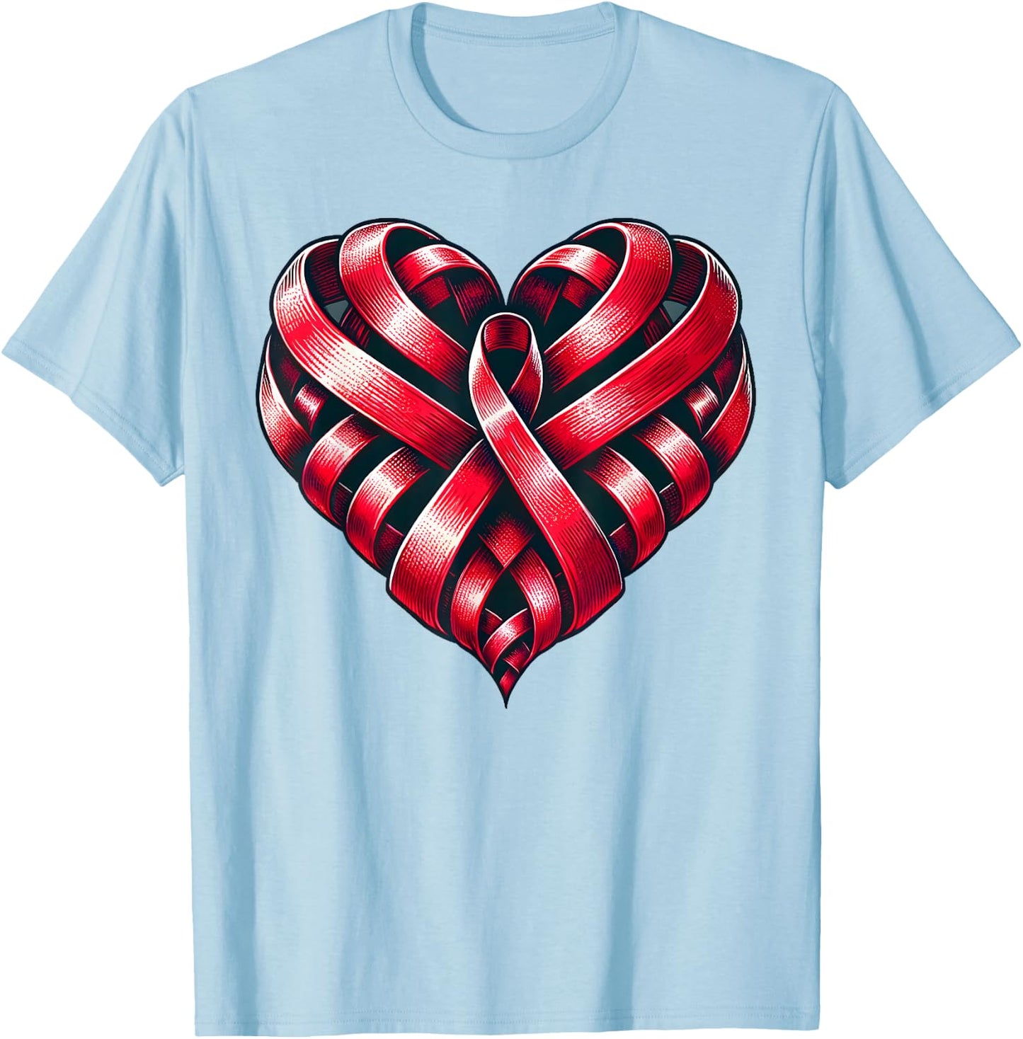 Red Ribbon Heart Unity World AIDS Day T-Shirt - T-Shirt | Light Blue