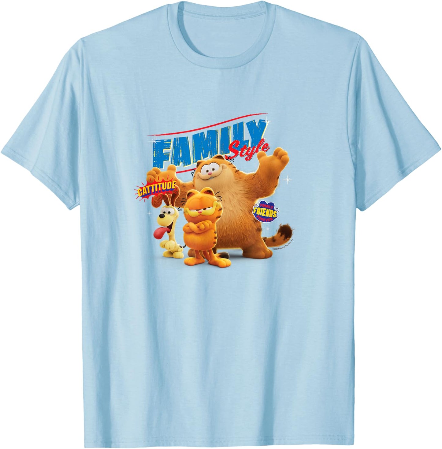 The Garfield Movie Family Style Cattitude Group Shot T-Shirt - T-Shirt | Light Blue