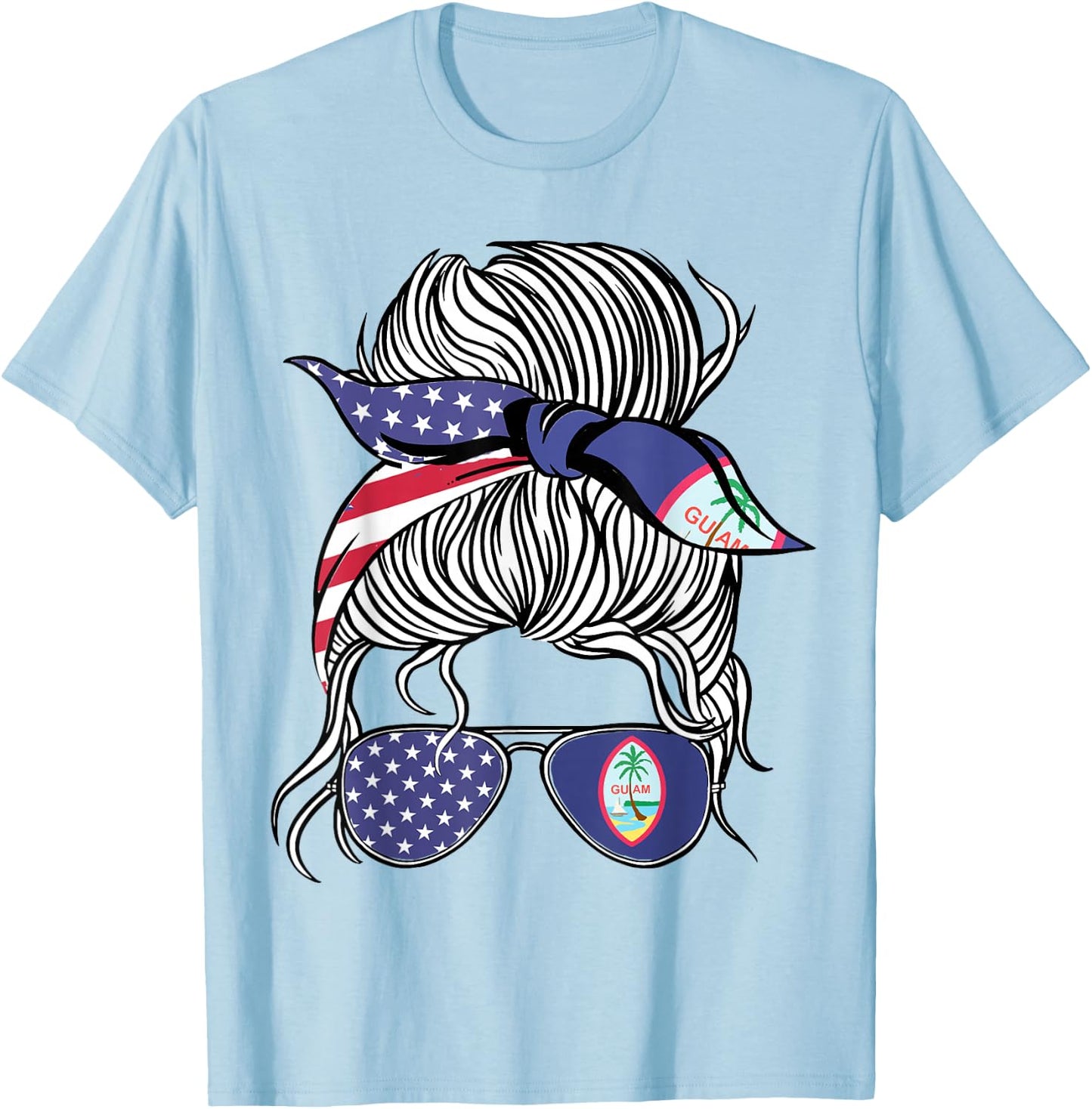 Guamanian American Patriot Grown Proud Women Girl Flag T-Shirt - T-Shirt | Light Blue