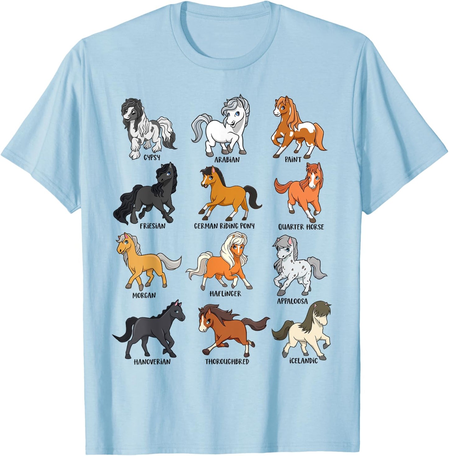 Horse lover - comic Kawaii horses T-Shirt - T-Shirt | Light Blue