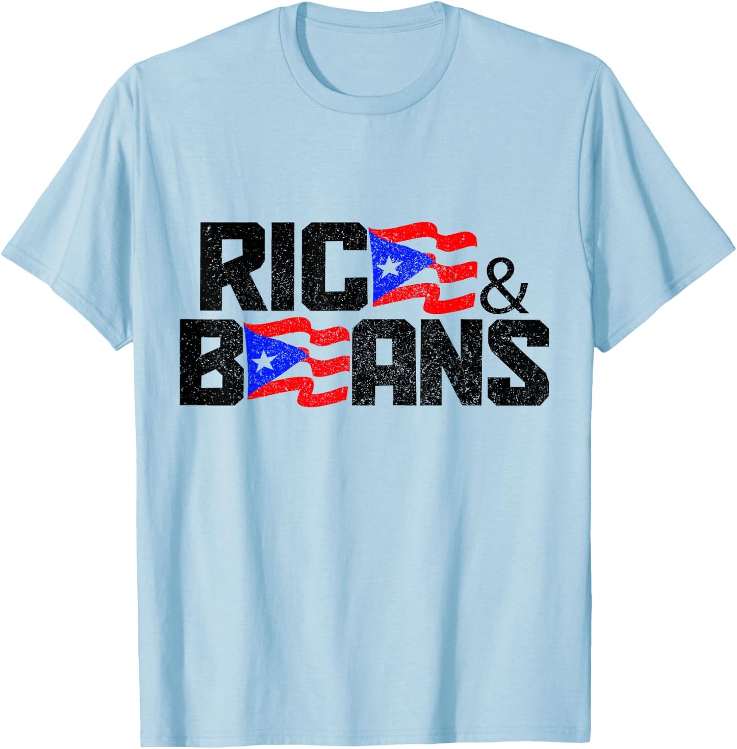 Rice and Beans of Puerto Rico Boricua Flag T-Shirt - T-Shirt | Light Blue