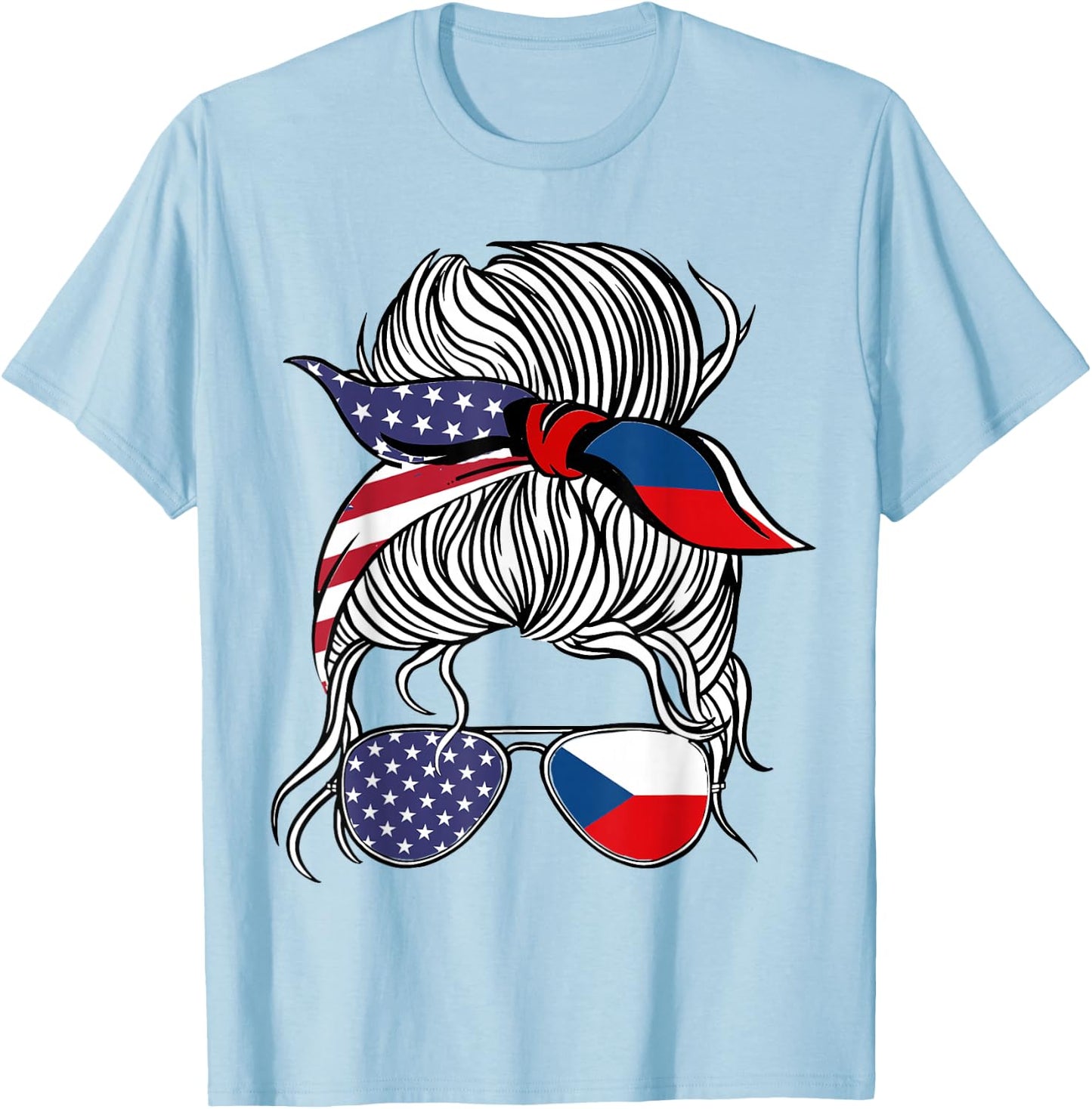 American Czech Patriot Flag Women Girl Czechia Grown T-Shirt - T-Shirt | Light Blue