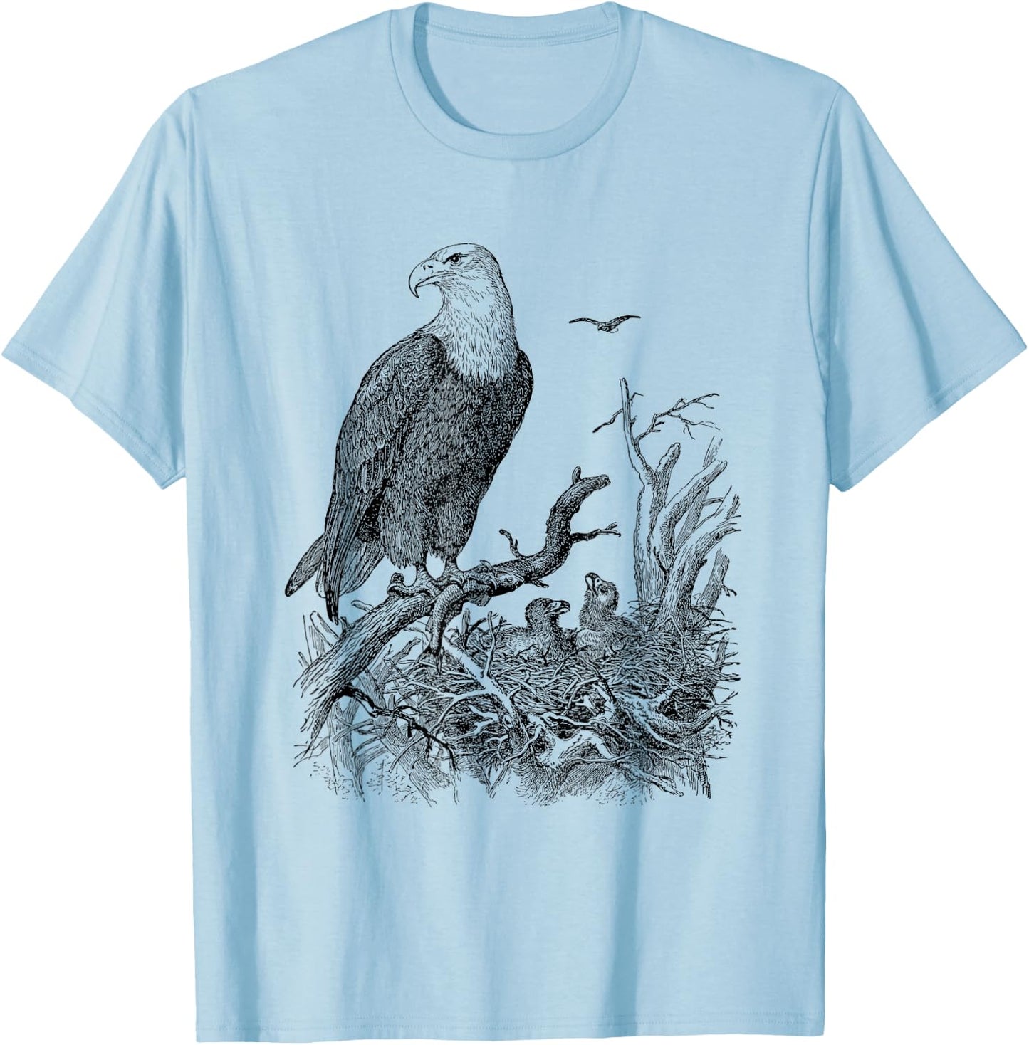 Bald Eagle Shirt Mother Eagle with Her Eaglets T-Shirt - T-Shirt | Light Blue