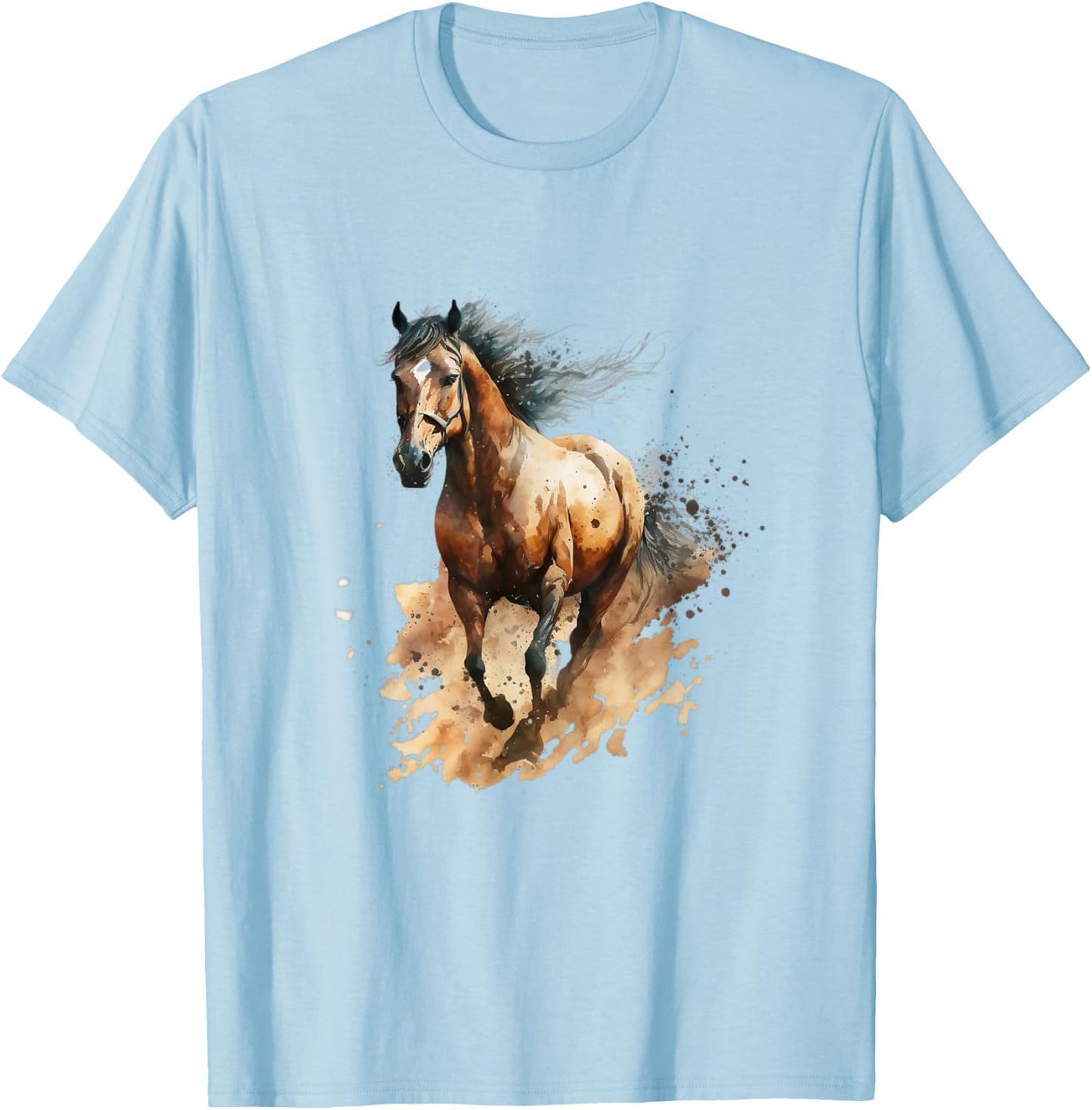 Beautiful Horse Graphic Horse Art Print for Girls T-Shirt - T-Shirt | Light Blue