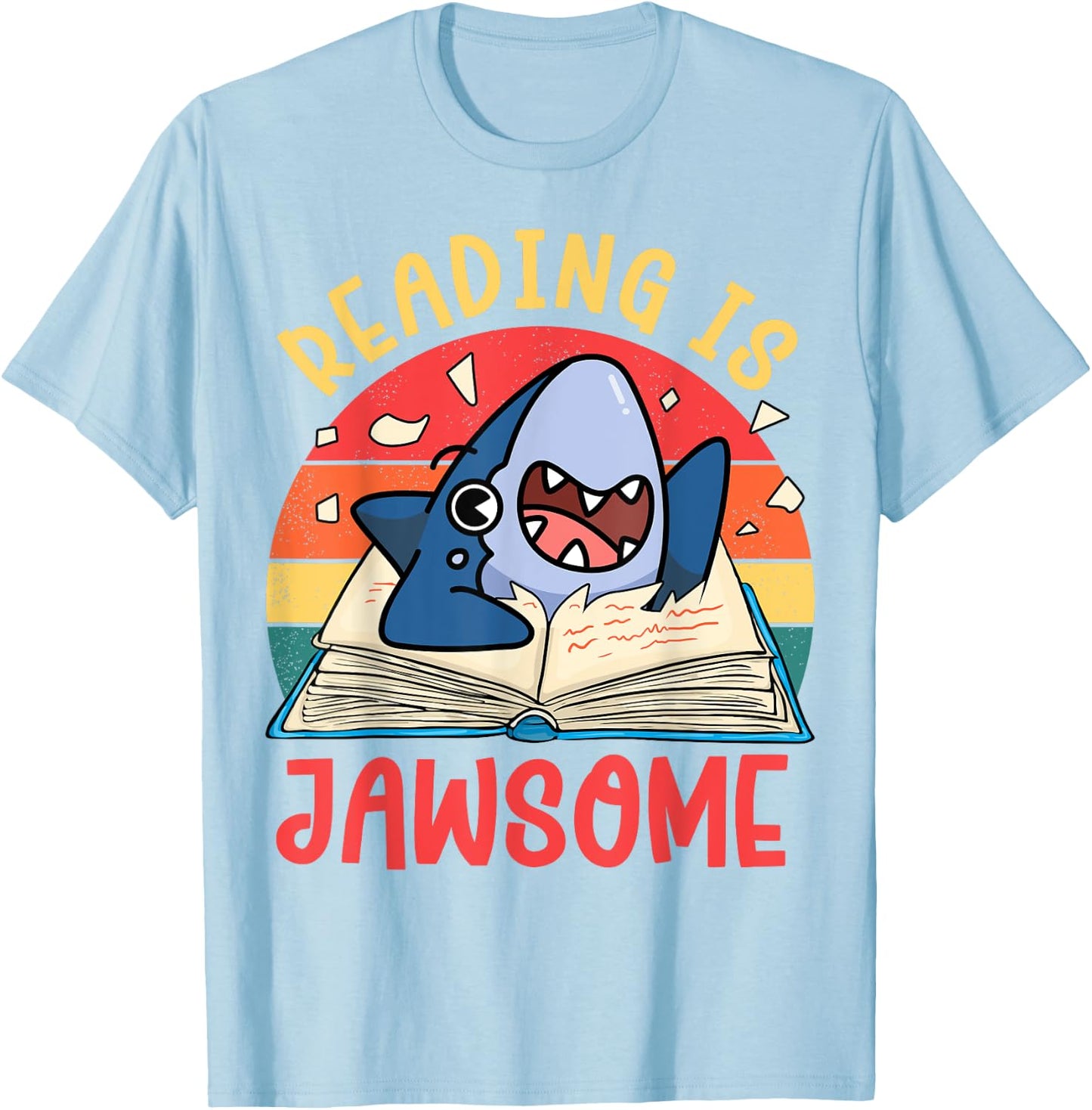 Reading Is Jawsome Shirt Shark Book Kids Boy Toddler Nerdy T-Shirt - T-Shirt | Light Blue