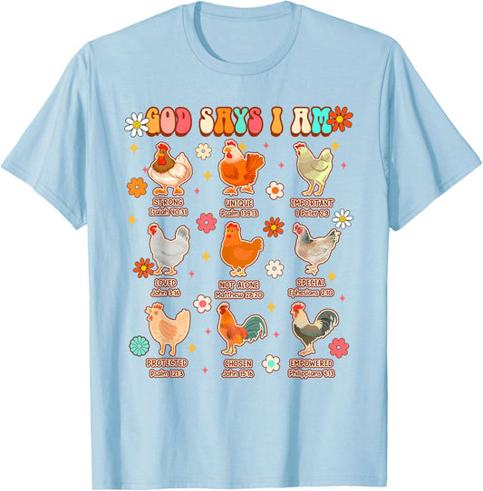 Christian Jesus Farm Life Farmer Chicken Lover God Says I'm T-Shirt - T-Shirt | Light Blue