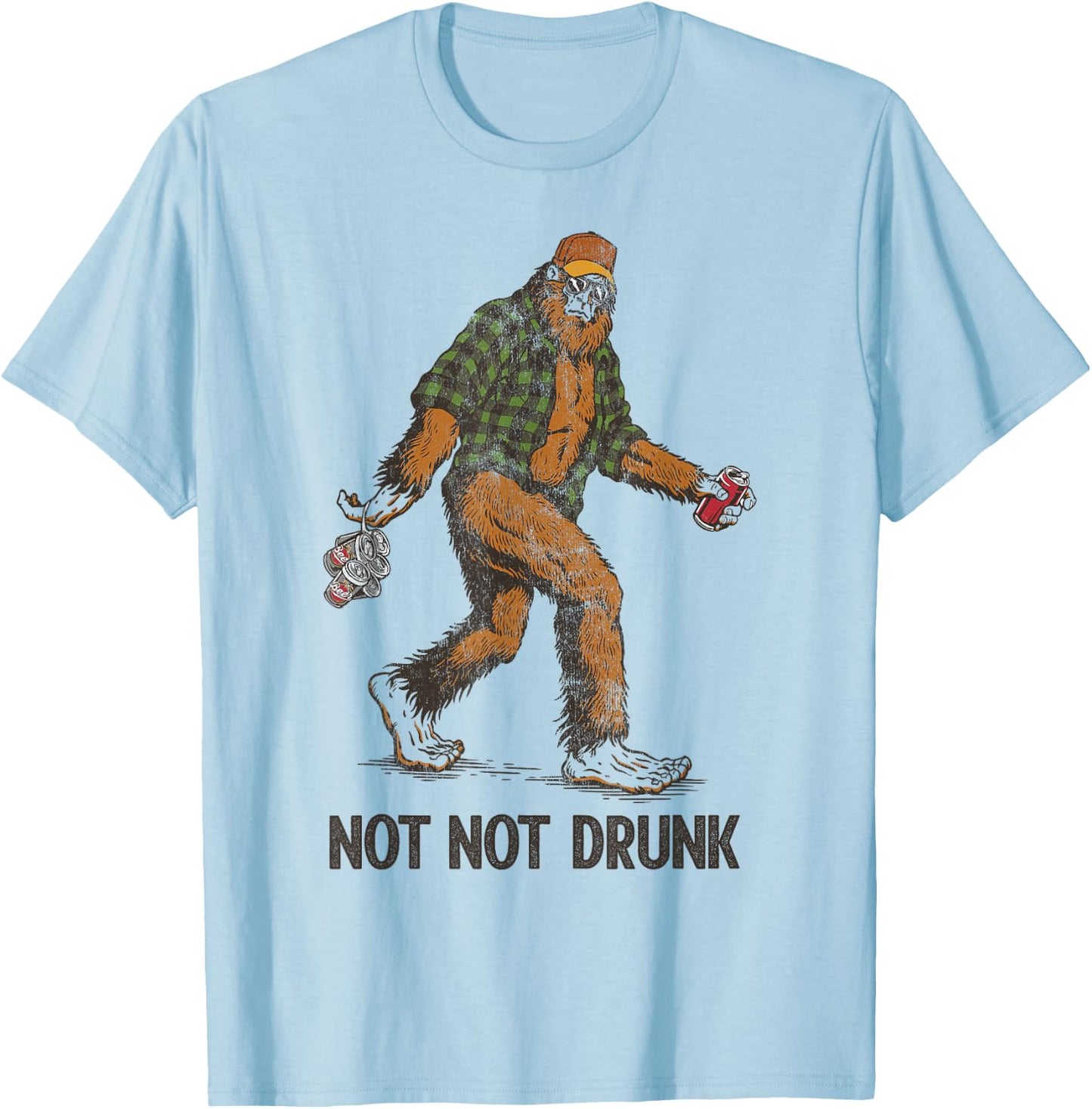 Not Too Drunk Sasquatch Lumberjack Spotted With Beer Pack T-Shirt - T-Shirt | Light Blue