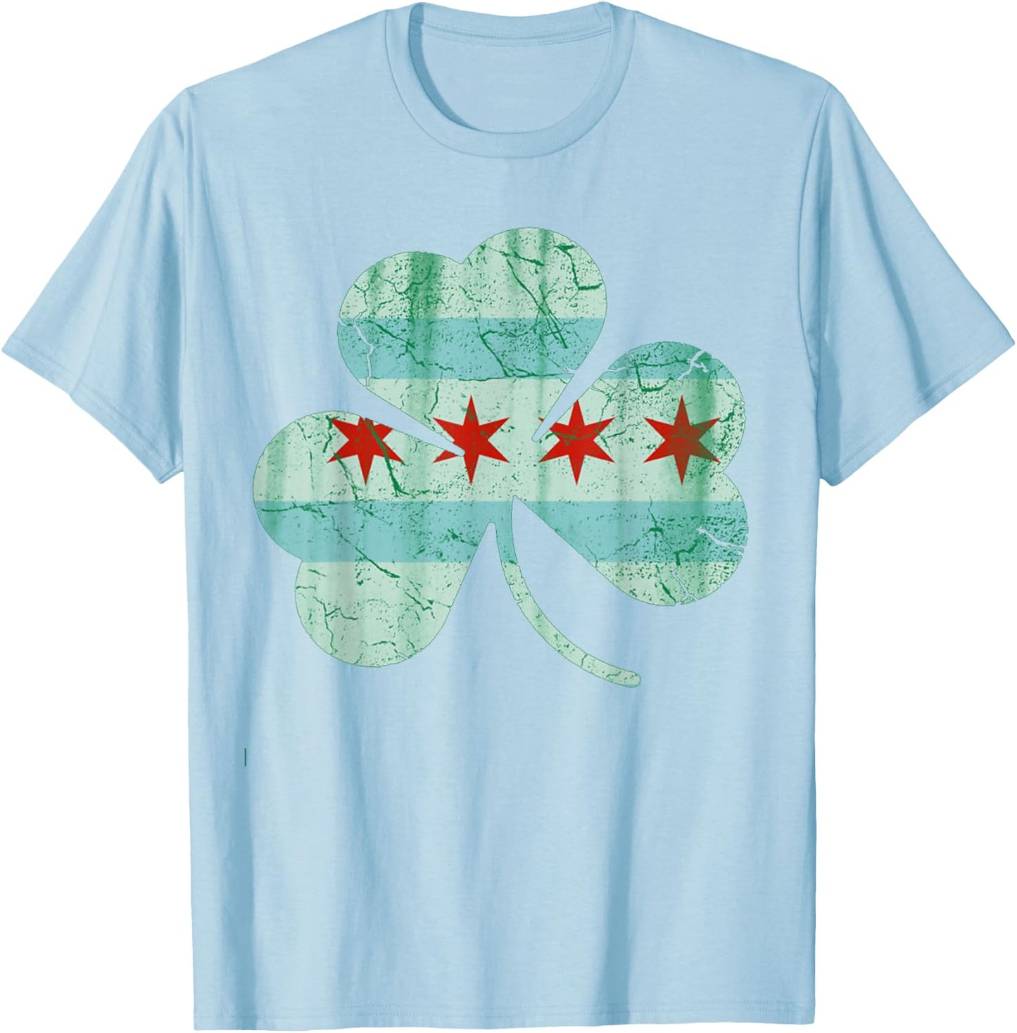 St. Patrick's day Designed Special Chicago Flag Pats T-Shirt - T-Shirt | Light Blue