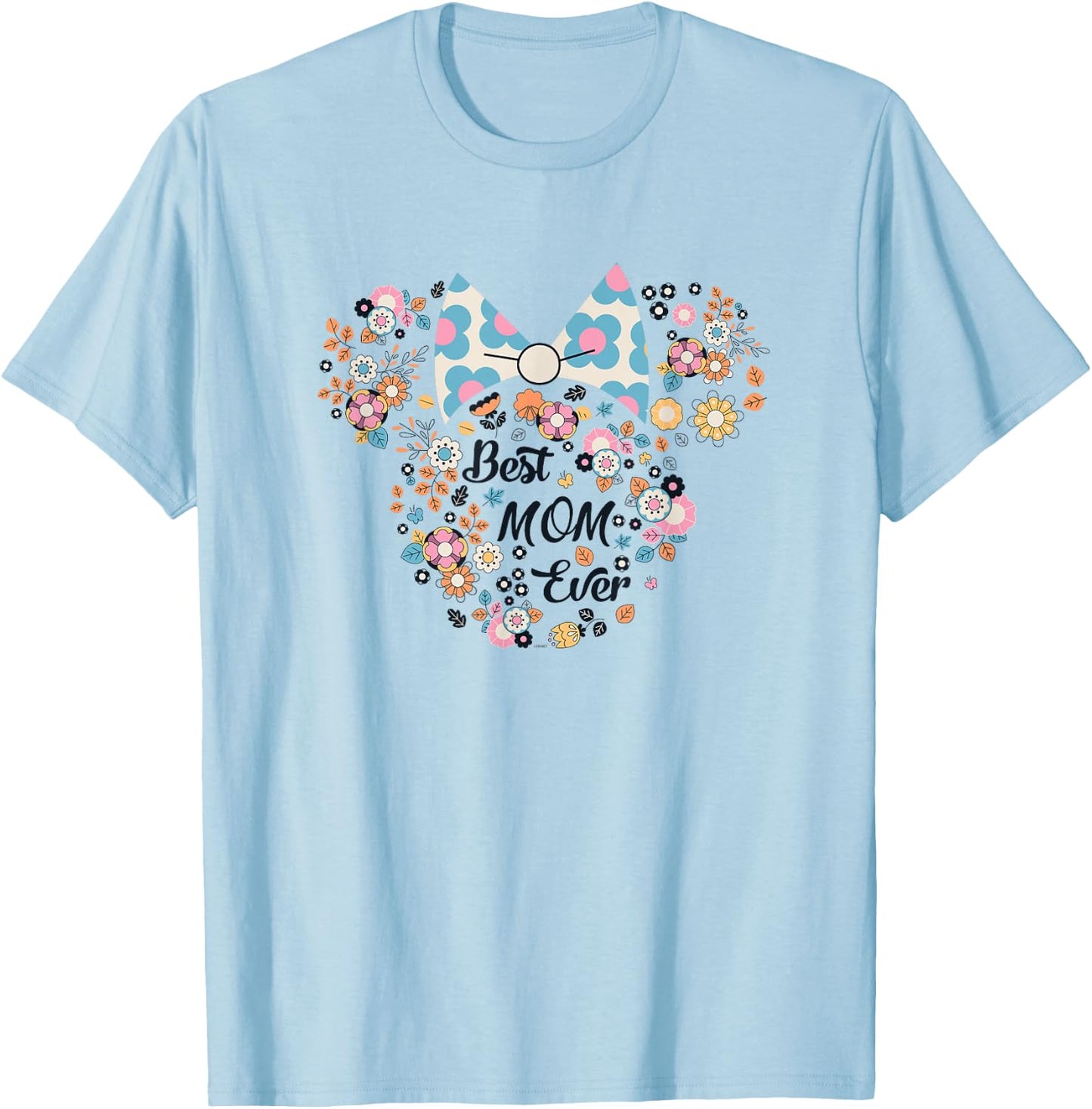 Disney Minnie Mouse Best Mom Ever Icon Flowers Mother's Day T-Shirt - T-Shirt | Light Blue