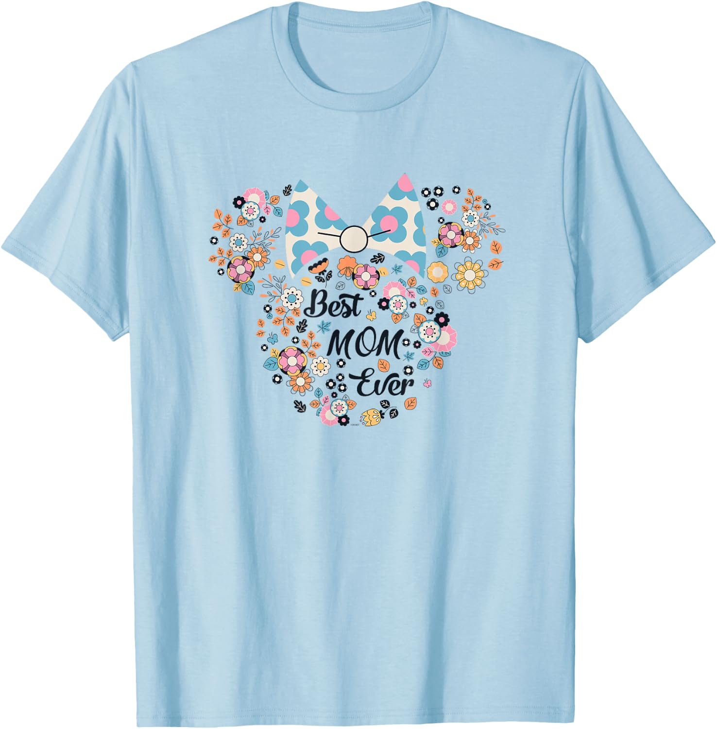 Disney Minnie Mouse Best Mom Ever Icon Flowers Mother's Day T-Shirt - T-Shirt | Light Blue