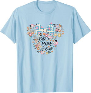 Disney Minnie Mouse Best Mom Ever Icon Flowers Mother's Day T-Shirt - T-Shirt | Light Blue