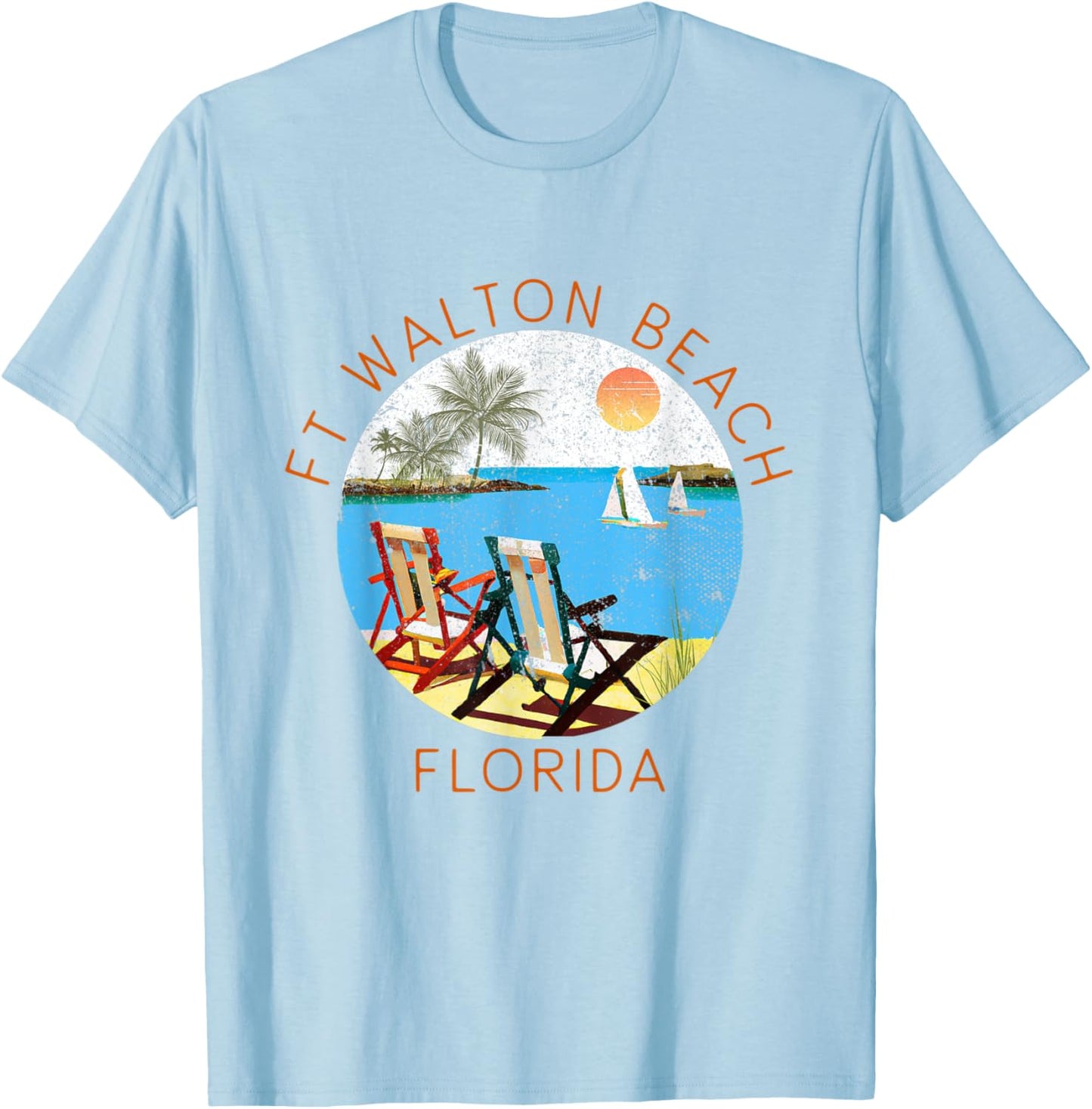 Retro Ft Walton Beach Souvenir - Vintage Beach Vacation Women Kids T-Shirt - T-Shirt | Light Blue