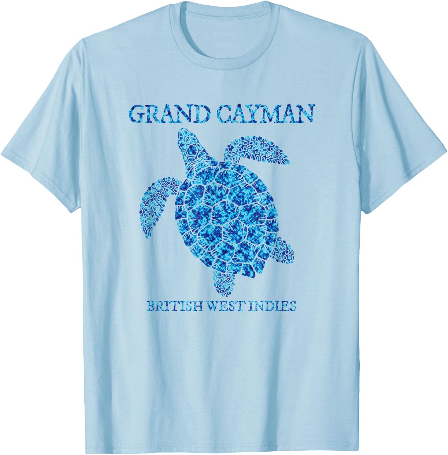 Retro Grand Cayman Islands Sea Turtle Graphic Vintage T-Shirt - T-Shirt | Light Blue