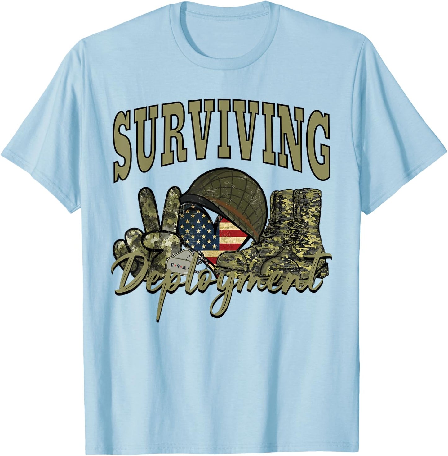 Surviving Deployment Red Friday Military US Flag Army Family T-Shirt - T-Shirt | Light Blue