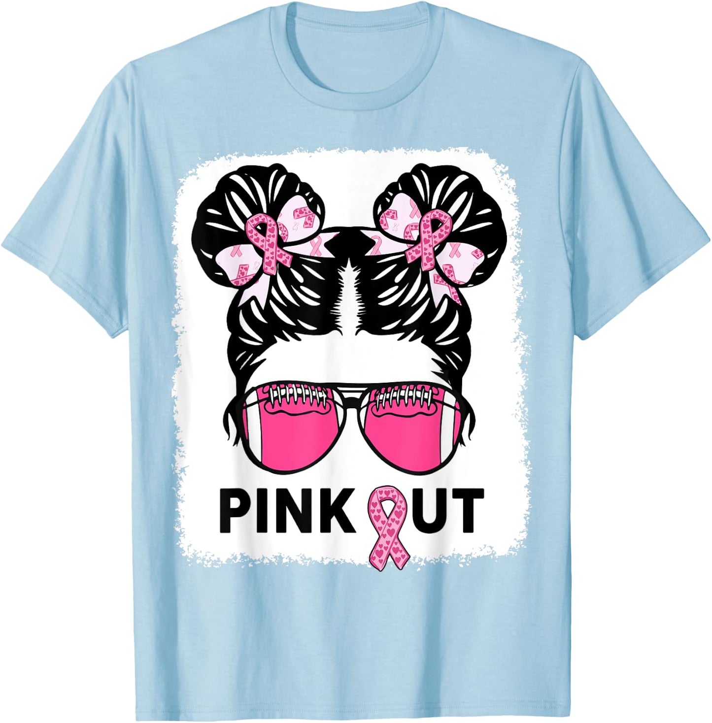 Girl Breast Cancer Awareness Football Pink Out Daughter Kids T-Shirt - T-Shirt | Light Blue