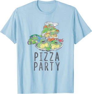 Teenage Mutant Ninja Turtles Vintage Pizza Party Group T-Shirt - T-Shirt | Light Blue