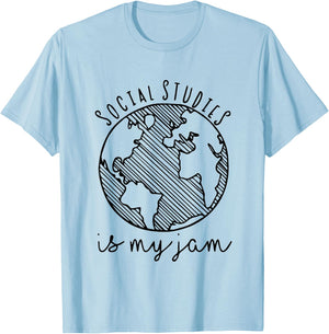 Social Studies Is My Jam History Teacher Back To School Men Women Kids T-Shirt - T-Shirt | Light Blue