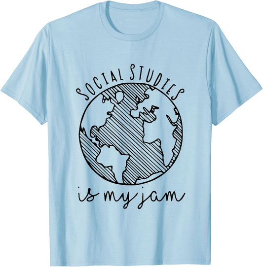 Social Studies Is My Jam History Teacher Back To School Men Women Kids T-Shirt - T-Shirt | Light Blue