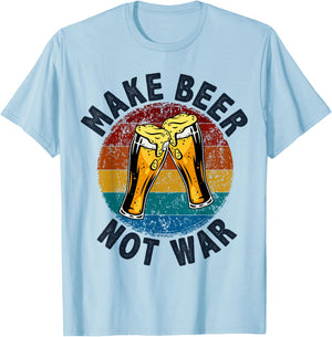 Make Beer Not War, Vintage Beer, Funny Beer Brewing Drinking T-Shirt - T-Shirt | Light Blue