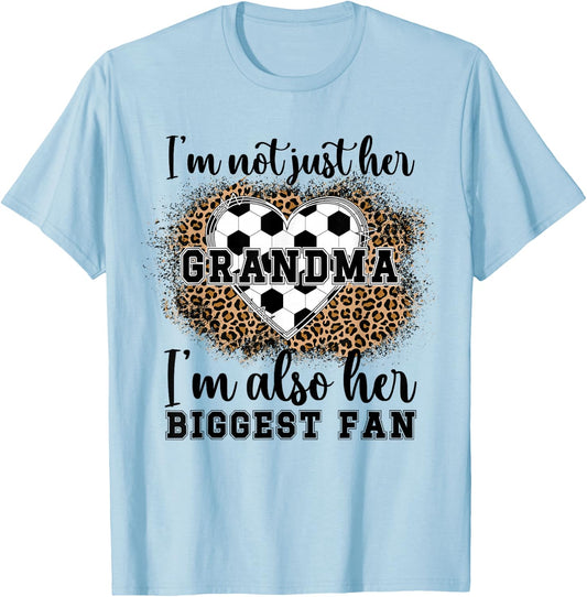 Her Biggest Fan Soccer Grandma Of A Soccer Player Grandma T-Shirt - T-Shirt | Light Blue