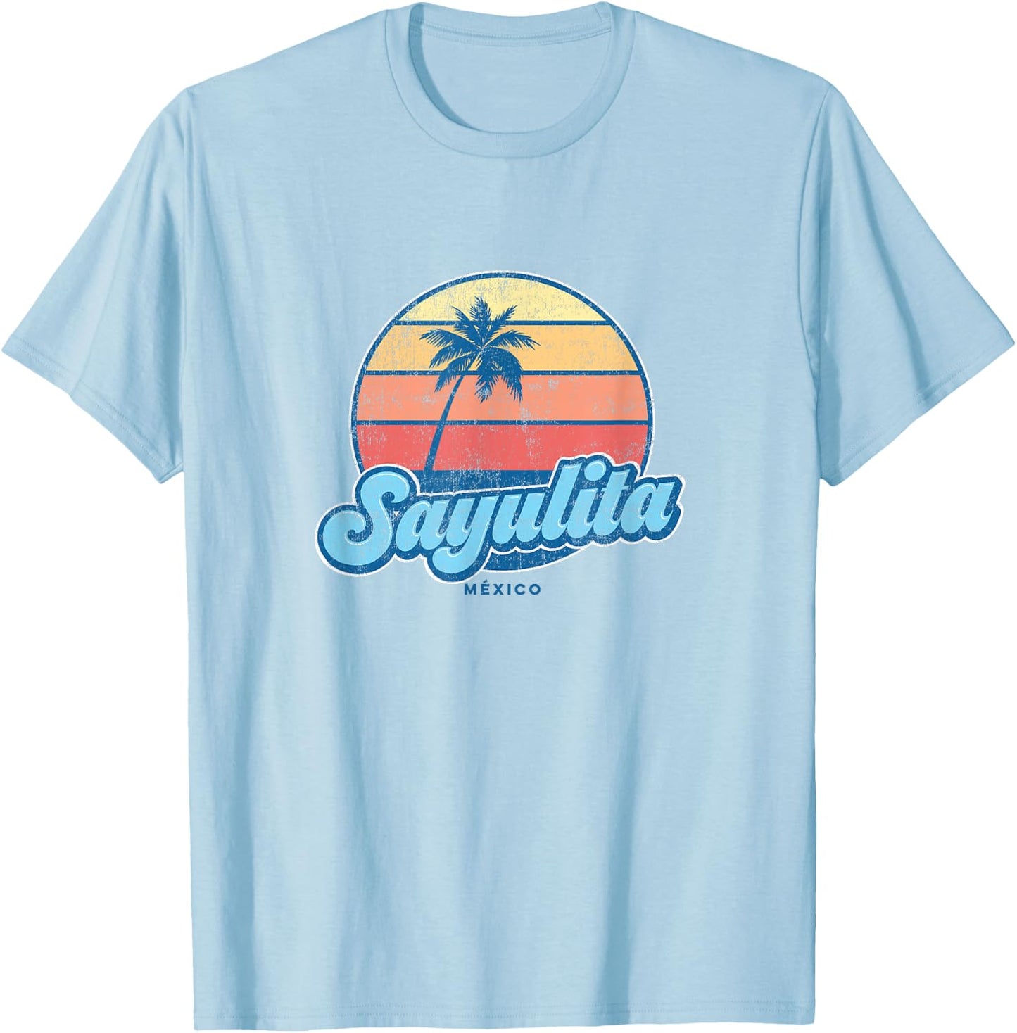Vintage Sayulita Mexico Classic 70s Retro Surfer T-Shirt - T-Shirt | Light Blue