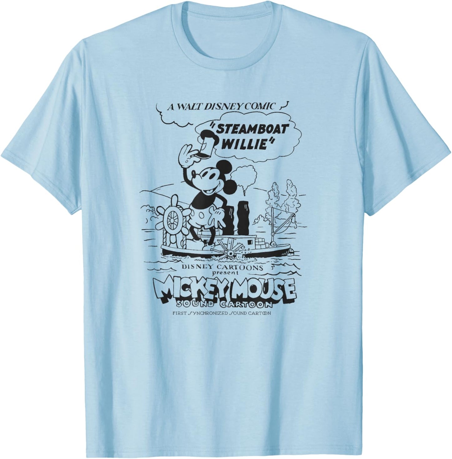 Disney Mickey and Friends Steamboat Willie Sound Cartoon T-Shirt - T-Shirt | Light Blue