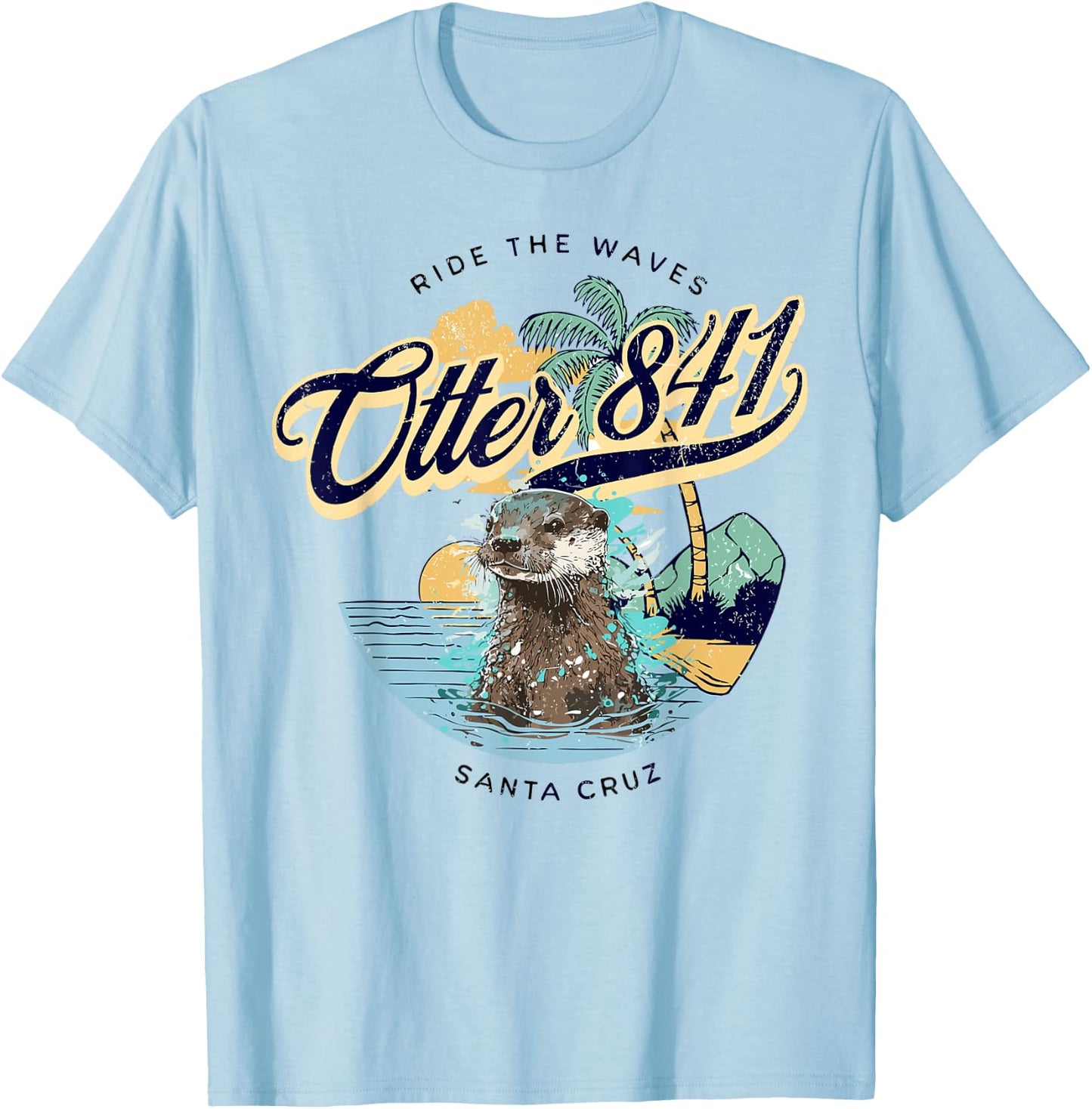 Otter 841 Surfing Otter 841 California Surf Board Otter 841 T-Shirt - T-Shirt | Light Blue