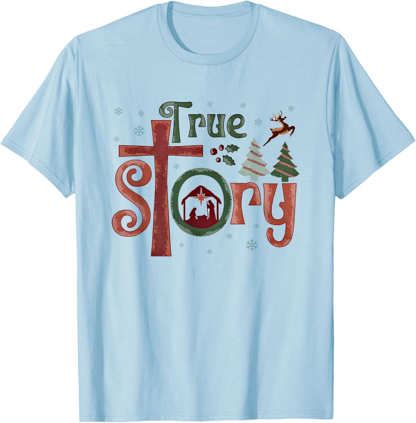 True Story Kids Toddler Christmas Nativity Xmas Party T-Shirt - T-Shirt | Light Blue