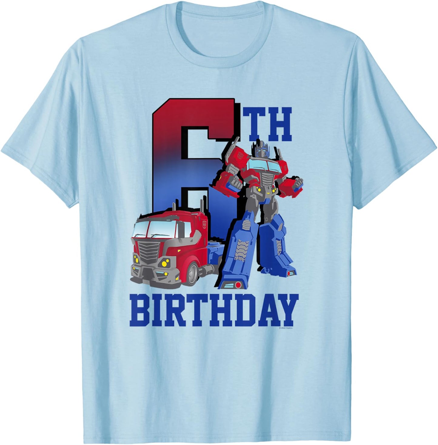 Transformers Optimus Prime 6th Birthday Gradient Fill Poster T-Shirt - T-Shirt | Light Blue