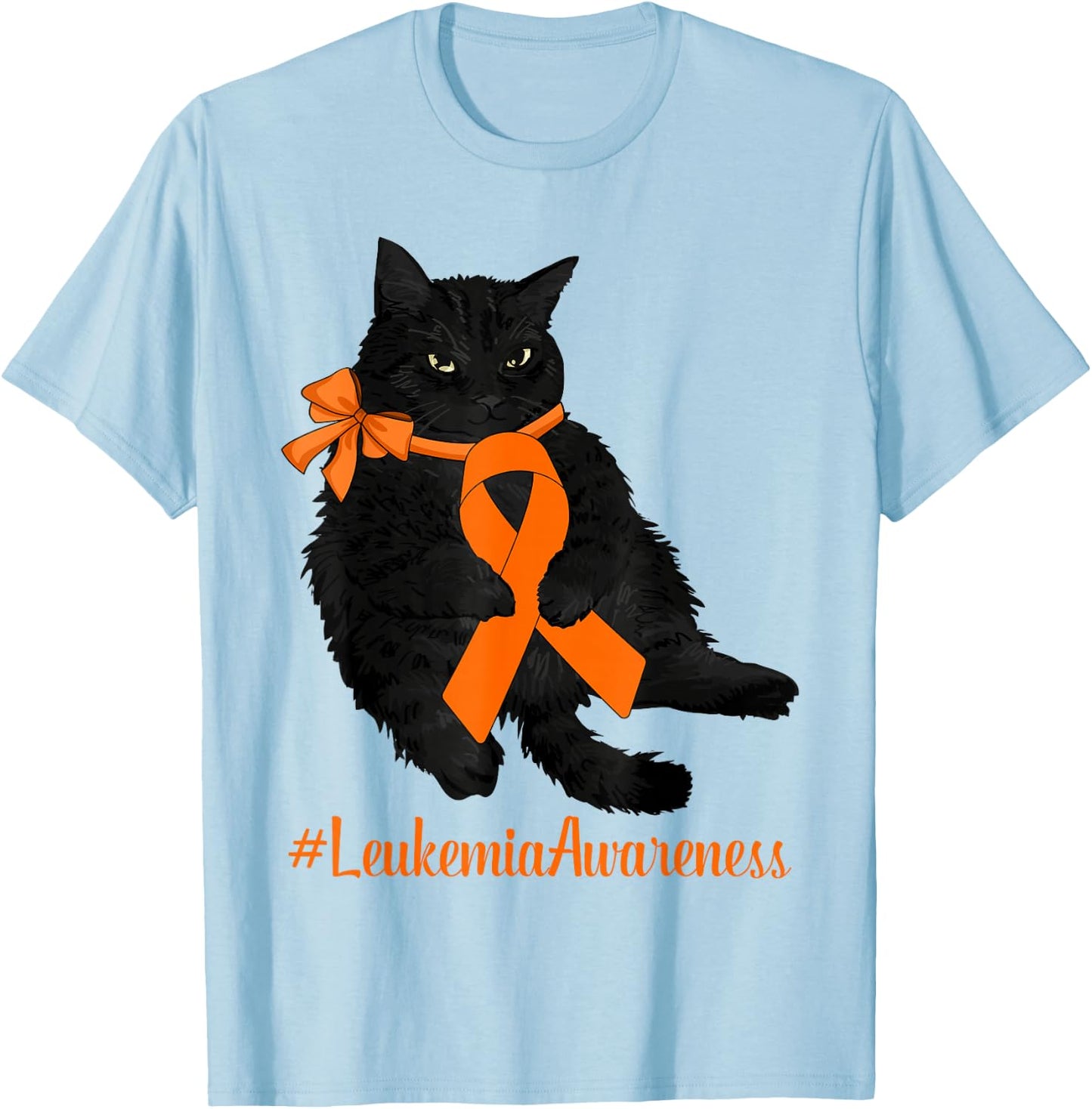 Leukemia Awareness Warrior Fighter Black Cat Orange Ribbon Women Kids T-Shirt - T-Shirt | Light Blue