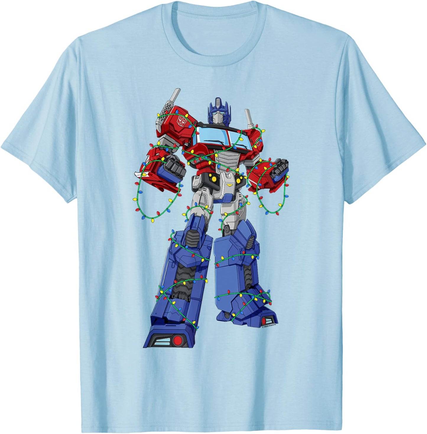 Transformers Optimus Prime Christmas Lights Wrap T-Shirt - T-Shirt | Light Blue