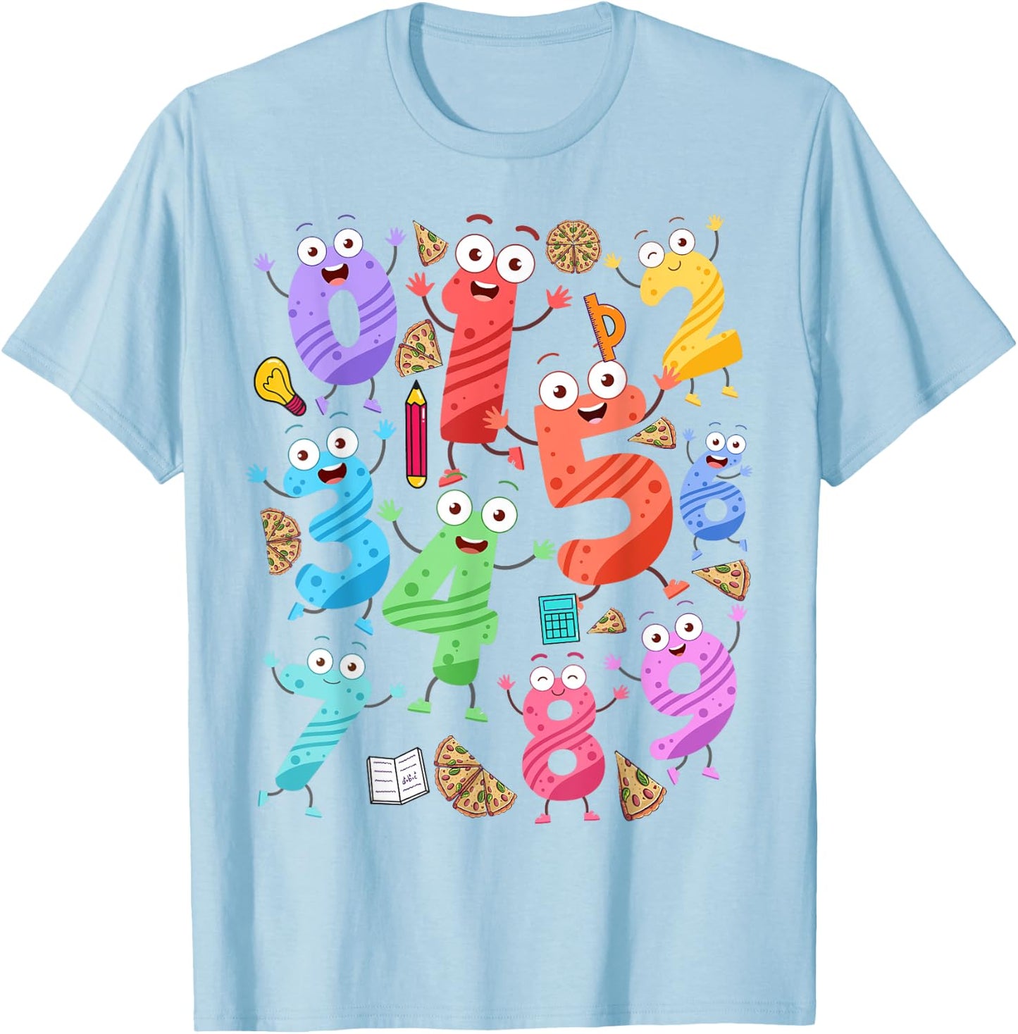 Maths Day Costume Idea For Kids & Teacher Numbers Maths T-Shirt - T-Shirt | Light Blue