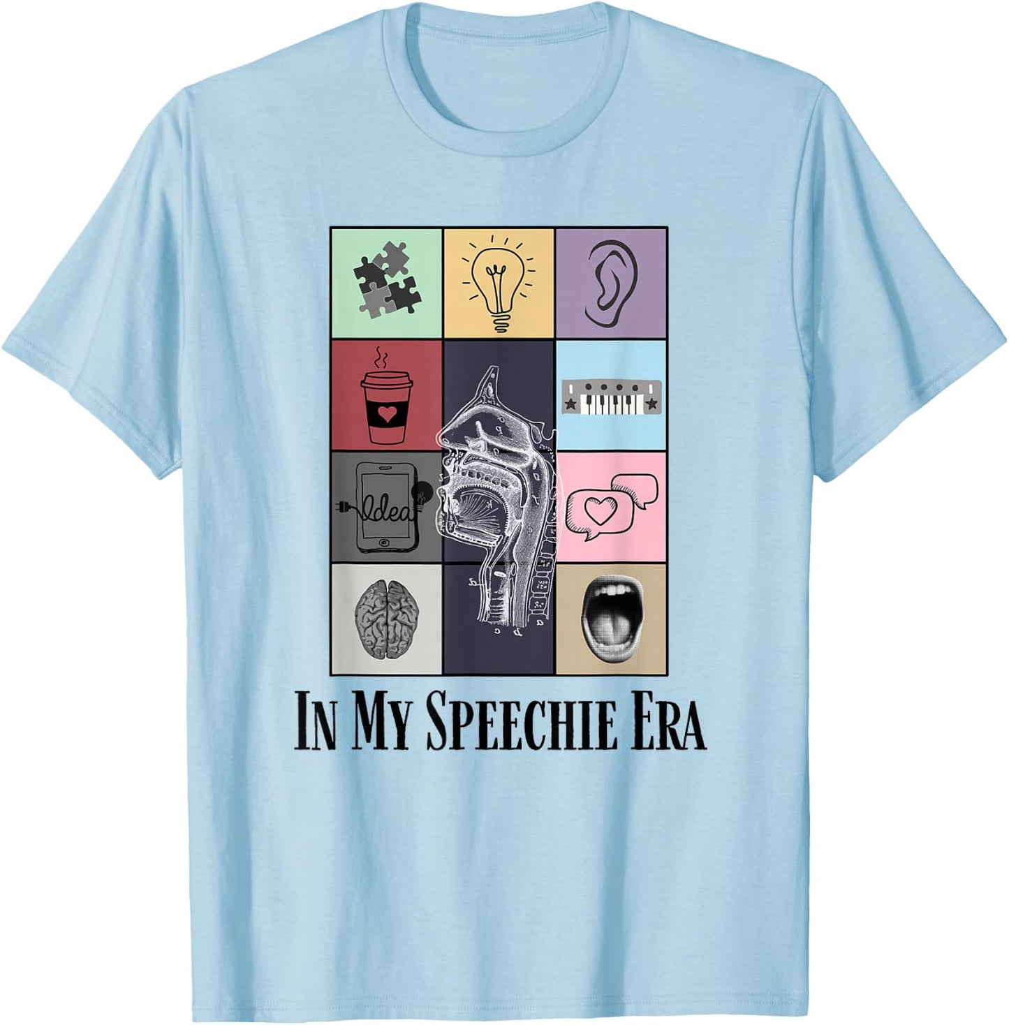 Retro Speech Therapist SLP Speech Therapy In My Speechie Era T-Shirt - T-Shirt | Light Blue