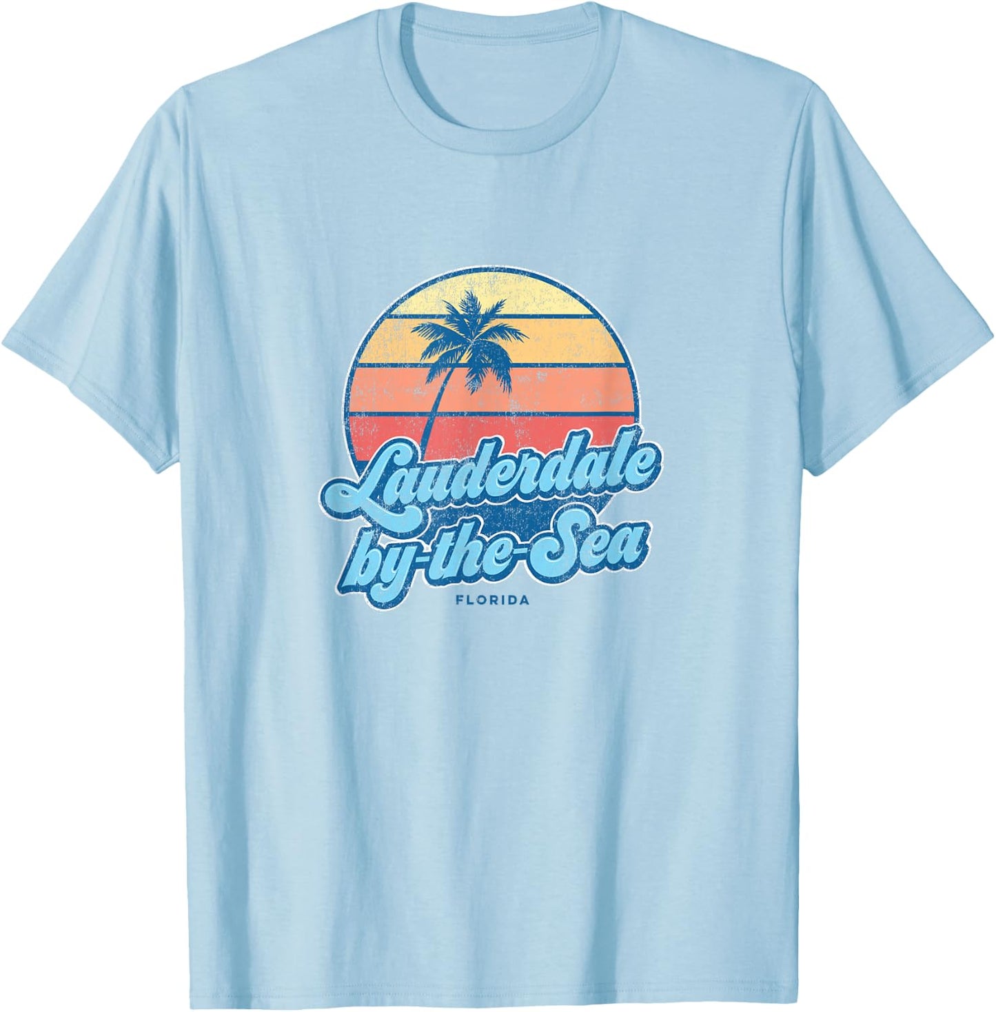 Vintage Lauderdale-by-the-Sea Florida FL Classic 70s Retro S T-Shirt - T-Shirt | Light Blue