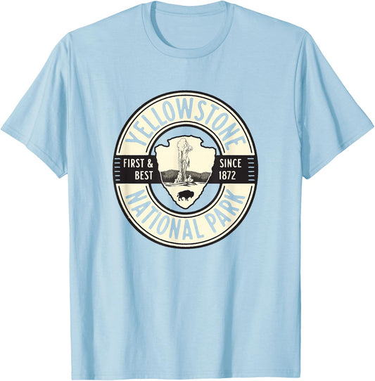 Yellowstone National Park Old Faithful Graphic T-Shirt - T-Shirt | Light Blue