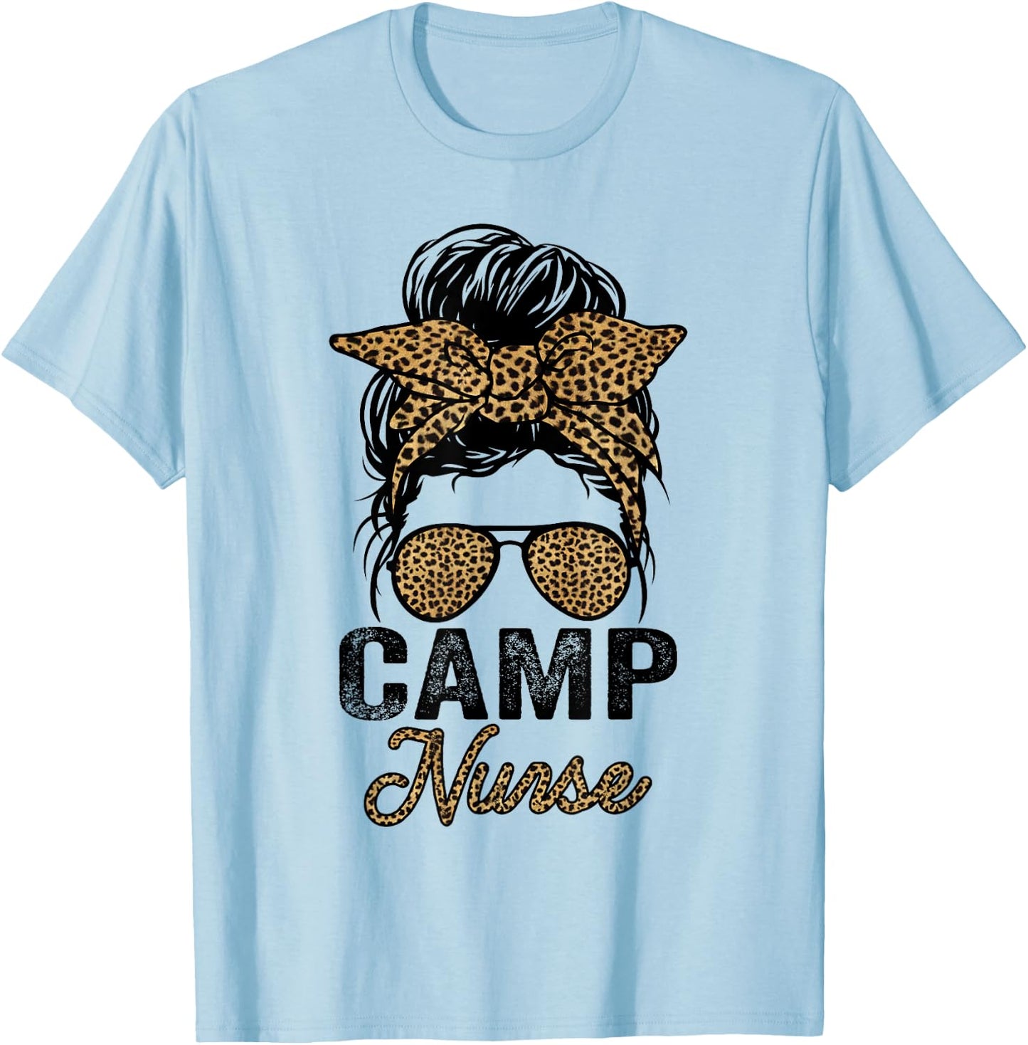 Camp Nurse Appreciation Day , Leopard Nurses T-Shirt - T-Shirt | Light Blue