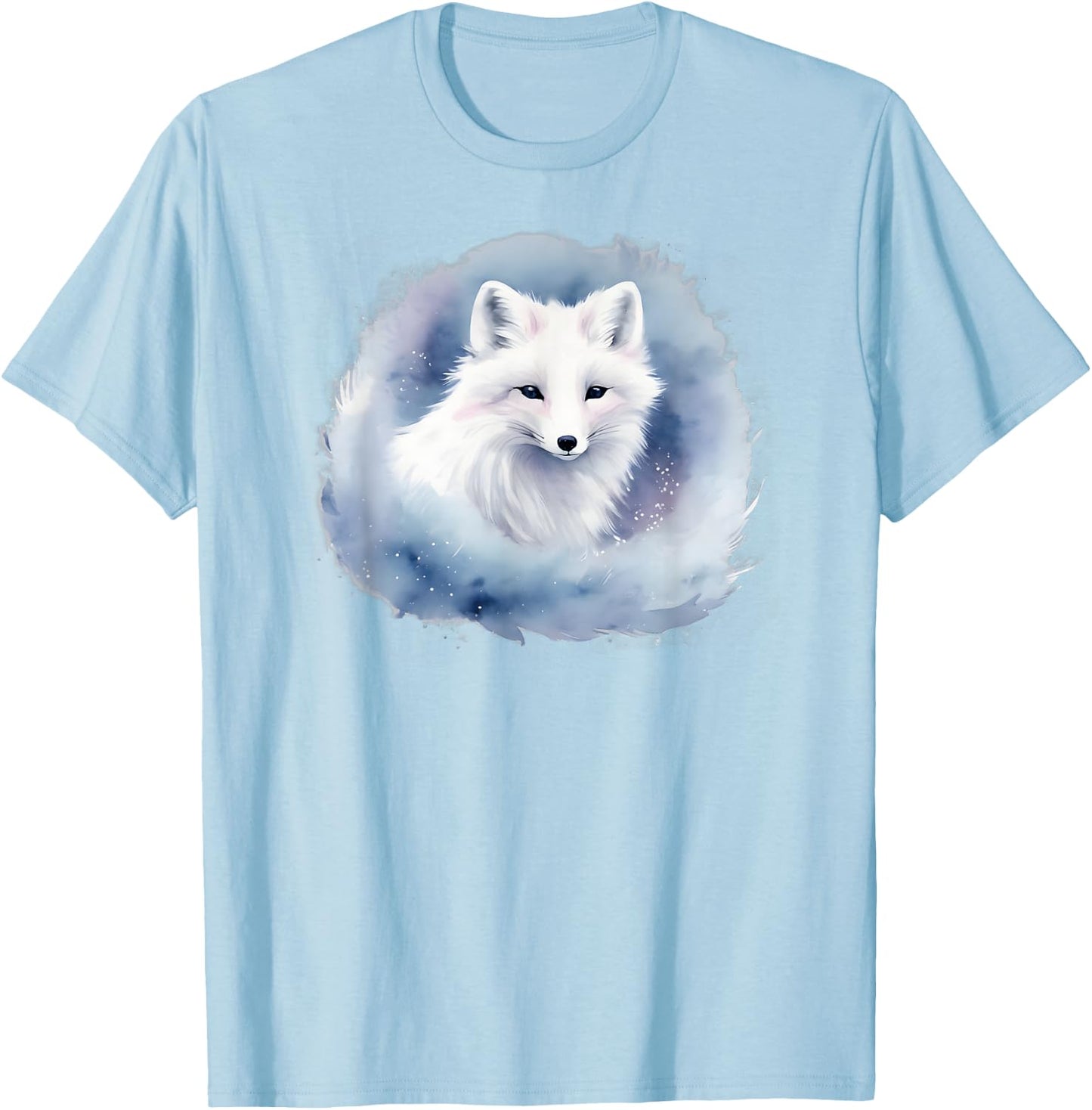 Watercolor of a Beautiful Arctic Fox T-Shirt - T-Shirt | Light Blue