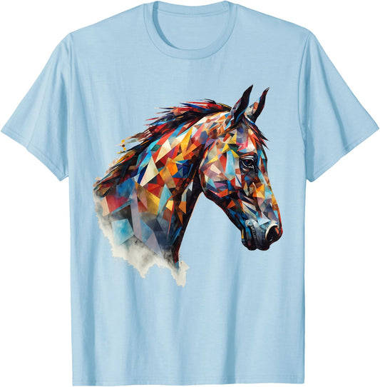 Horse Animal Riding Colourful Polygon Horse Motif – Art Horse T-Shirt - T-Shirt | Light Blue