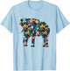 Floral Elephant Silhouette Girls Graphic T-Shirt - T-Shirt | Light Blue