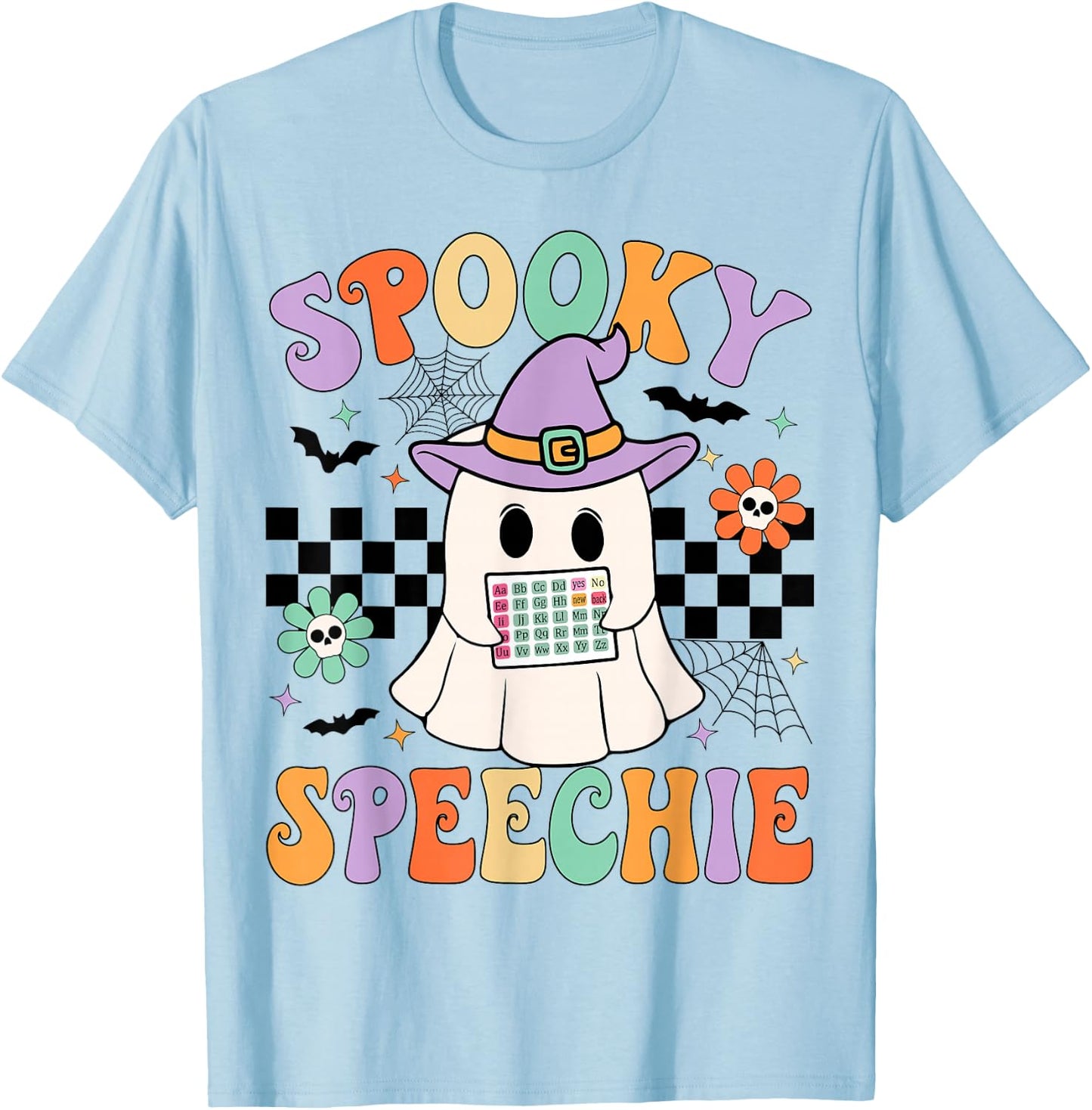 Spooky Speechie Speech Therapy Halloween Retro SLP Halloween T-Shirt - T-Shirt | Light Blue