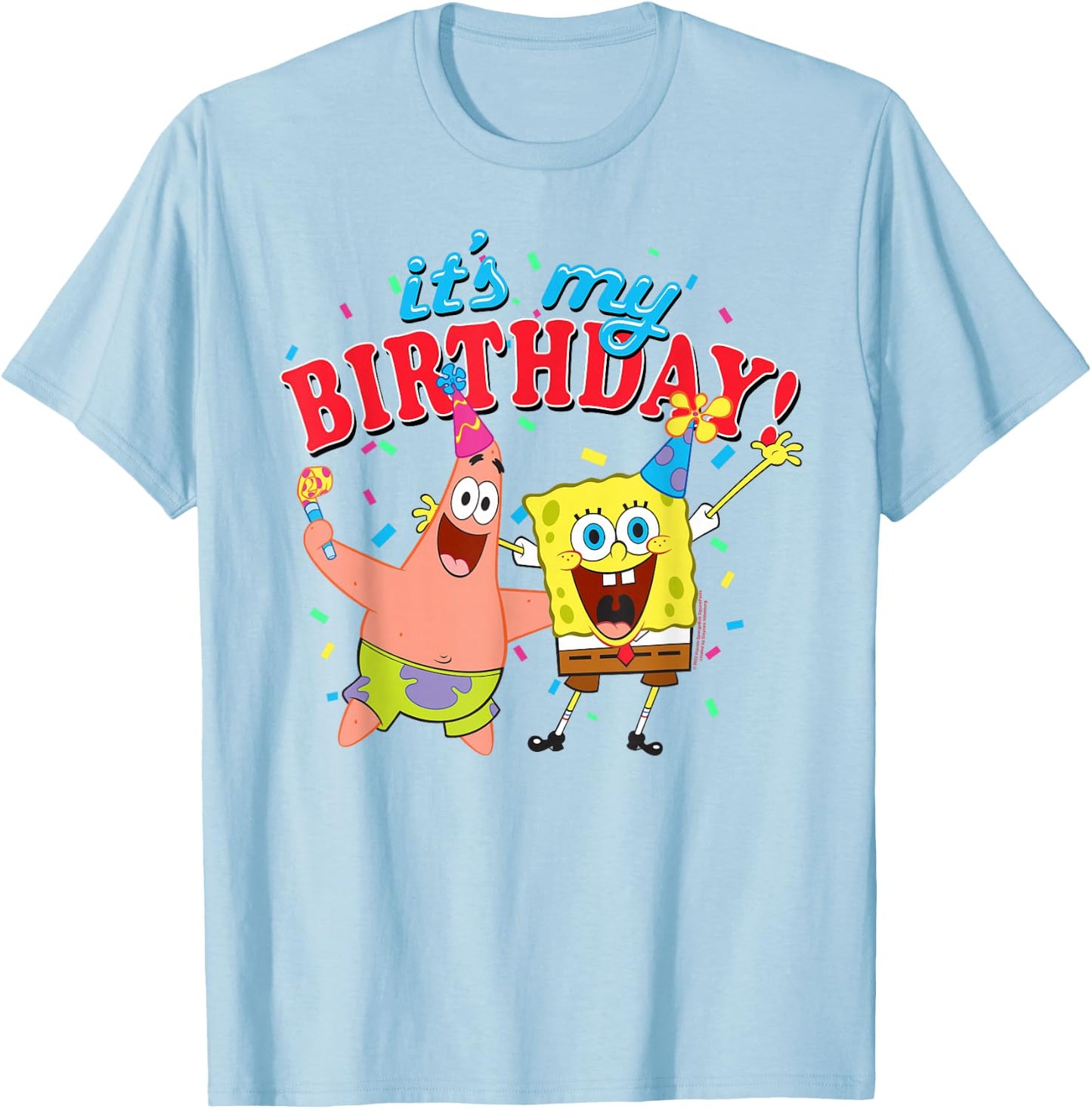 SpongeBob SquarePants It's My Birthday Spongebob Patrick T-Shirt - T-Shirt | Light Blue