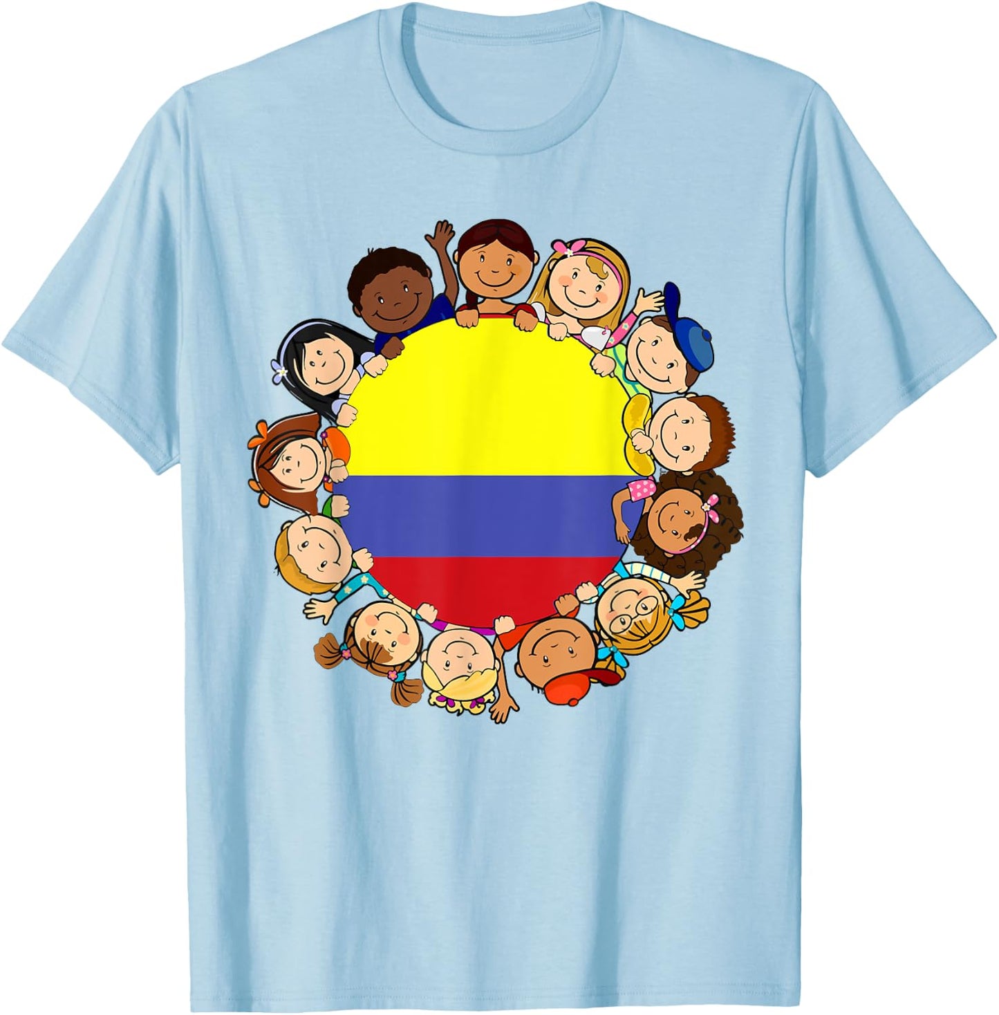 Colombia Flag Colombian Kid Hispanic Heritage Month Boy Girl T-Shirt - T-Shirt | Light Blue