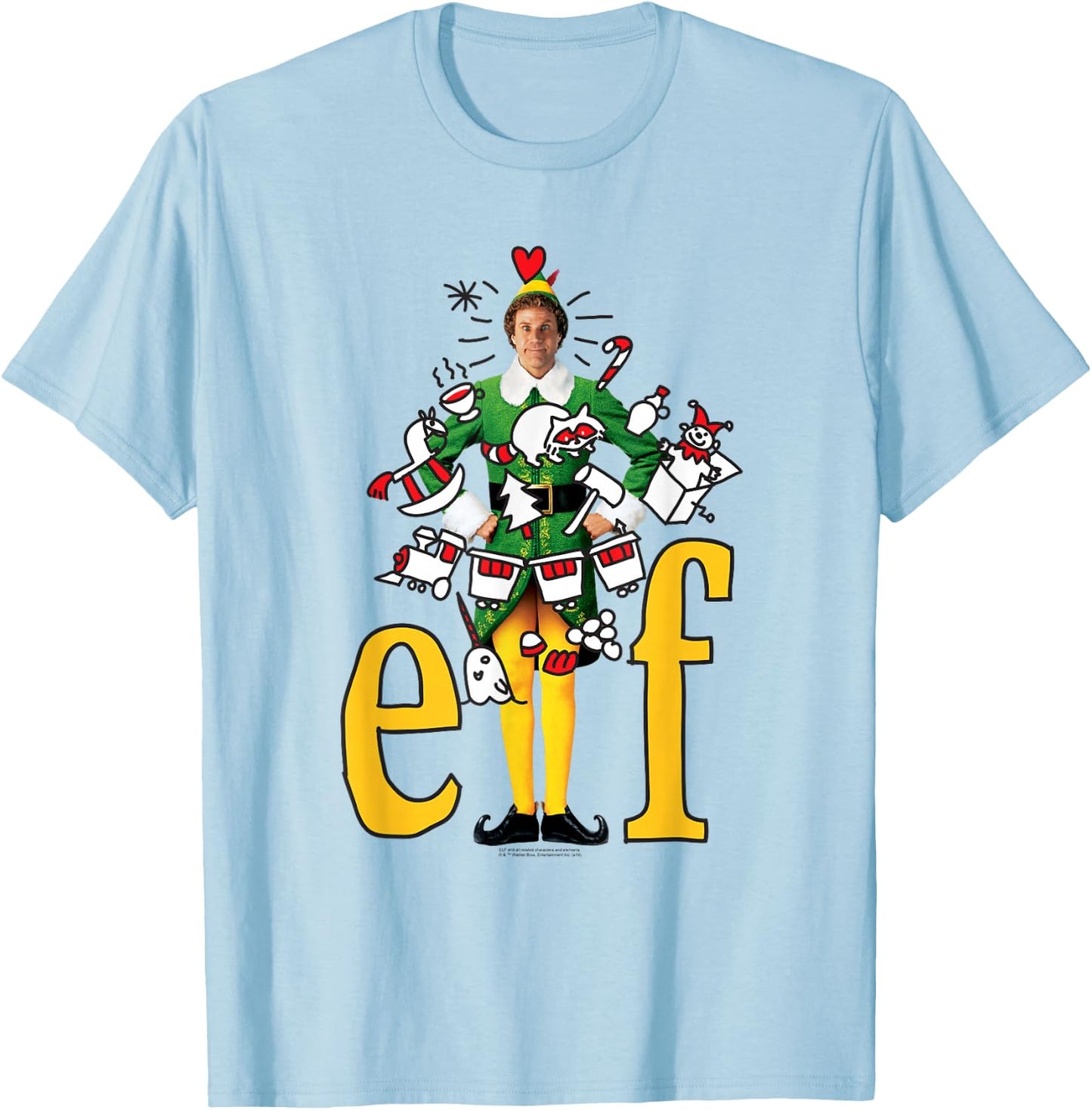 Elf Movie Buddy The Elf Doodles T-Shirt - T-Shirt | Light Blue