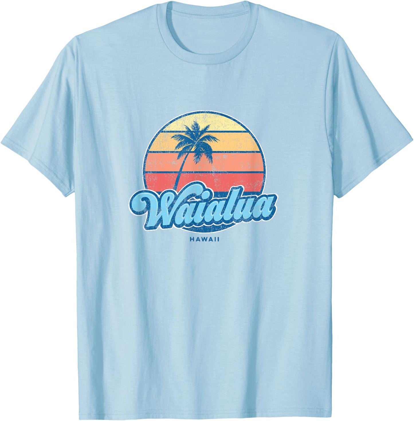 Vintage Waialua Hawaii HI Classic 70s Retro Surfer T-Shirt - T-Shirt | Light Blue