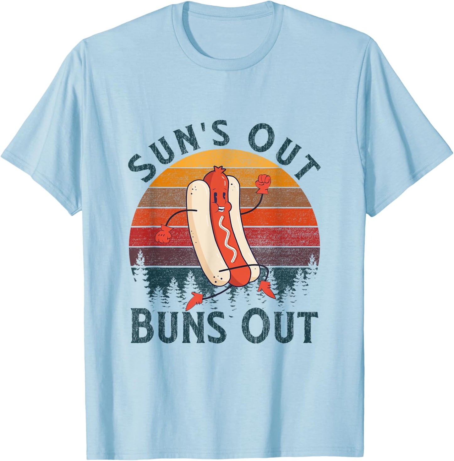 Funny Hot Dog Grilling Sun's Out Buns Out Women T-Shirt - T-Shirt | Light Blue