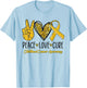 Peace Love Cure Childhood Cancer Awareness Gold Ribbon T-Shirt - T-Shirt | Light Blue