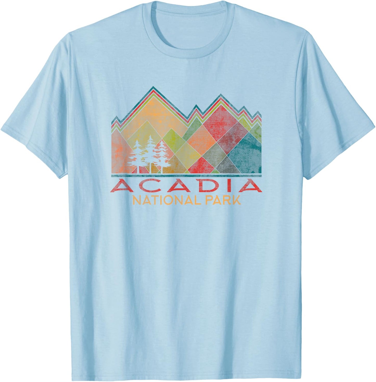 Acadia National Park Colorful Graphic T-Shirt - T-Shirt | Light Blue