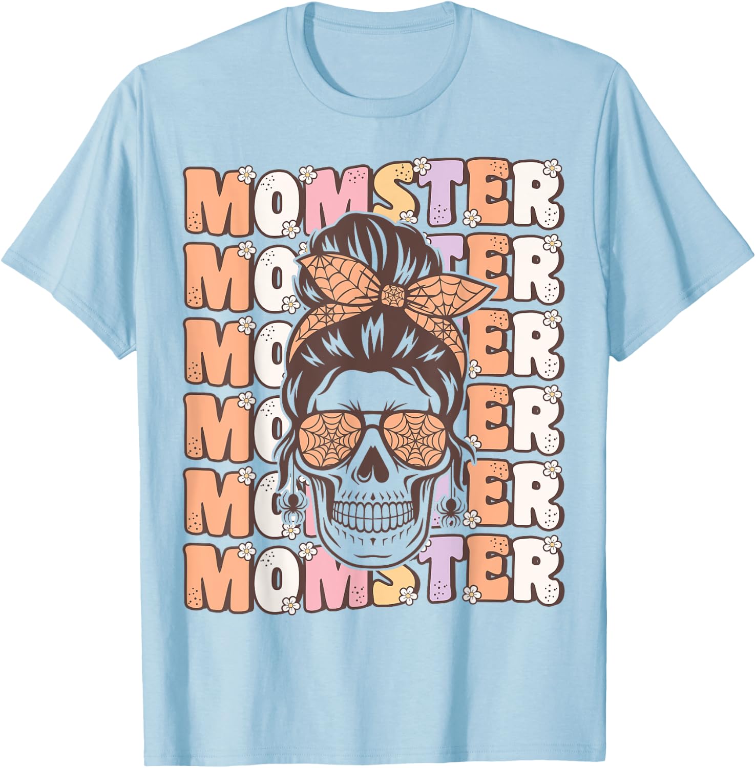 Funny Momster Spooky Mama Groovy Halloween Costume for Moms T-Shirt - T-Shirt | Light Blue