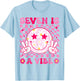Seven Is A Vibe Birthday Groovy 7 Year Old Girl 7th Birthday T-Shirt - T-Shirt | Light Blue