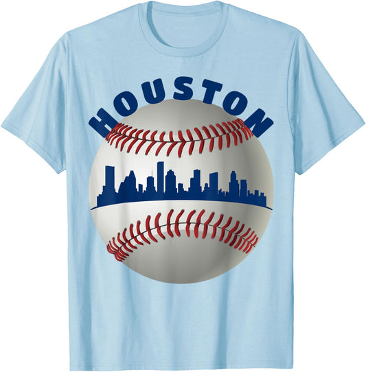 Houston Baseball Team: Fans of Space City Houston Baseball T-Shirt - T-Shirt | Light Blue